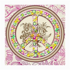 Peace Logo Floral Pattern Medium Glasses Cloth by Simbadda