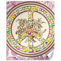 Peace Logo Floral Pattern Canvas 11  X 14   by Simbadda