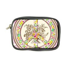 Peace Logo Floral Pattern Coin Purse by Simbadda