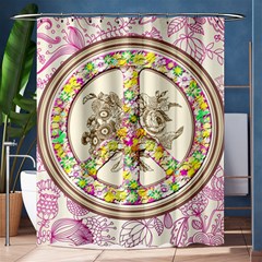 Peace Logo Floral Pattern Shower Curtain 60  X 72  (medium)  by Simbadda