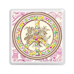 Peace Logo Floral Pattern Memory Card Reader (square)  by Simbadda