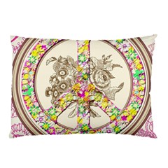 Peace Logo Floral Pattern Pillow Case (two Sides) by Simbadda