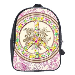 Peace Logo Floral Pattern School Bags (xl)  by Simbadda