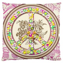 Peace Logo Floral Pattern Standard Flano Cushion Case (one Side) by Simbadda