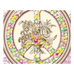 Peace Logo Floral Pattern Double Sided Flano Blanket (large)  by Simbadda