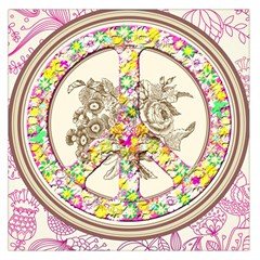 Peace Logo Floral Pattern Large Satin Scarf (square) by Simbadda