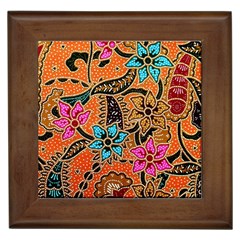 Colorful The Beautiful Of Art Indonesian Batik Pattern Framed Tiles by Simbadda