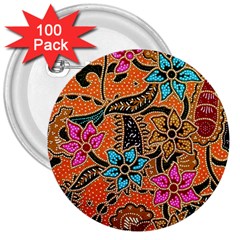 Colorful The Beautiful Of Art Indonesian Batik Pattern 3  Buttons (100 Pack)  by Simbadda