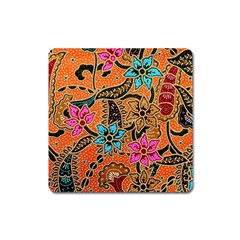 Colorful The Beautiful Of Art Indonesian Batik Pattern Square Magnet by Simbadda