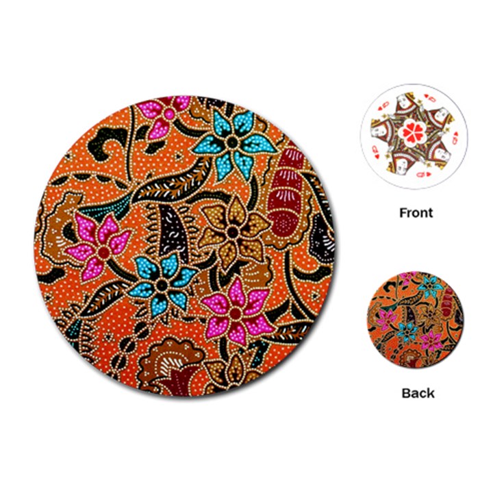 Colorful The Beautiful Of Art Indonesian Batik Pattern Playing Cards (Round) 