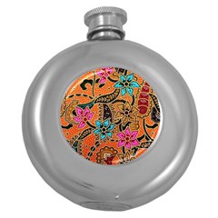 Colorful The Beautiful Of Art Indonesian Batik Pattern Round Hip Flask (5 Oz) by Simbadda