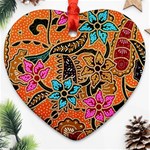 Colorful The Beautiful Of Art Indonesian Batik Pattern Heart Ornament (Two Sides) Front