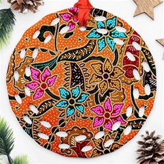 Colorful The Beautiful Of Art Indonesian Batik Pattern Ornament (round Filigree) by Simbadda