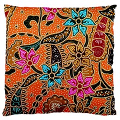 Colorful The Beautiful Of Art Indonesian Batik Pattern Large Cushion Case (one Side) by Simbadda