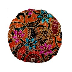 Colorful The Beautiful Of Art Indonesian Batik Pattern Standard 15  Premium Round Cushions by Simbadda