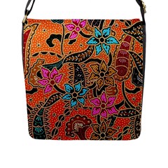 Colorful The Beautiful Of Art Indonesian Batik Pattern Flap Messenger Bag (l)  by Simbadda