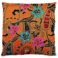 Colorful The Beautiful Of Art Indonesian Batik Pattern Large Flano Cushion Case (one Side) by Simbadda