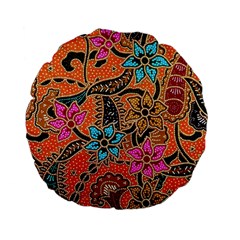 Colorful The Beautiful Of Art Indonesian Batik Pattern Standard 15  Premium Flano Round Cushions by Simbadda