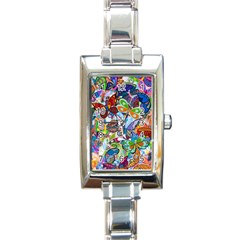 Color Butterfly Texture Rectangle Italian Charm Watch by Simbadda