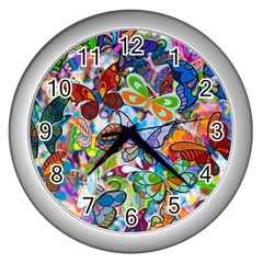 Color Butterfly Texture Wall Clocks (silver)  by Simbadda