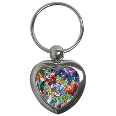 Color Butterfly Texture Key Chains (heart) 