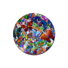 Color Butterfly Texture Rubber Round Coaster (4 Pack)  by Simbadda