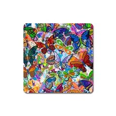 Color Butterfly Texture Square Magnet by Simbadda