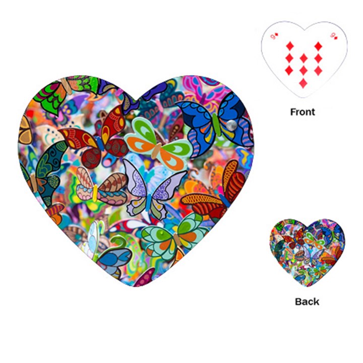 Color Butterfly Texture Playing Cards (Heart) 