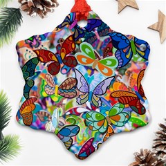 Color Butterfly Texture Snowflake Ornament (two Sides) by Simbadda