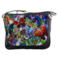 Color Butterfly Texture Messenger Bags by Simbadda