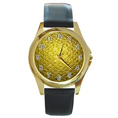 Patterns Gold Textures Round Gold Metal Watch by Simbadda