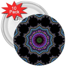 Fractal Lace 3  Buttons (10 Pack)  by Simbadda