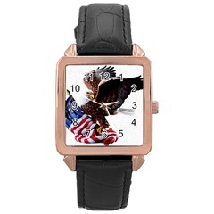 Independence Day United States Rose Gold Leather Watch  by Simbadda