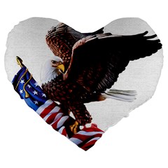 Independence Day United States Large 19  Premium Flano Heart Shape Cushions by Simbadda