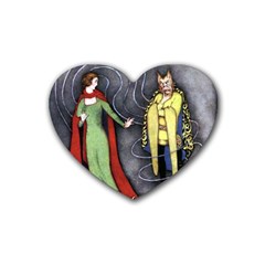 Beauty And The Beast Rubber Coaster (heart)  by athenastemple