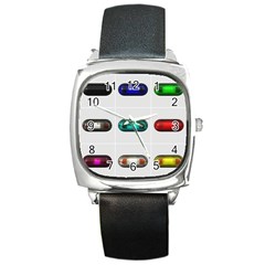 9 Power Button Square Metal Watch by Simbadda