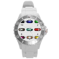 9 Power Button Round Plastic Sport Watch (l) by Simbadda