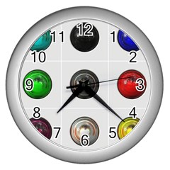 9 Power Buttons Wall Clocks (silver)  by Simbadda