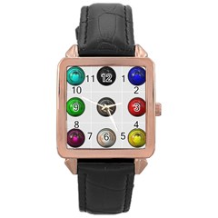 9 Power Buttons Rose Gold Leather Watch  by Simbadda