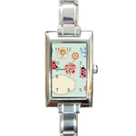 Buttons & Ladybugs Cute Rectangle Italian Charm Watch Front