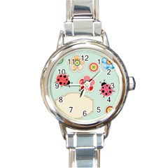 Buttons & Ladybugs Cute Round Italian Charm Watch by Simbadda