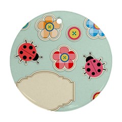 Buttons & Ladybugs Cute Ornament (round)