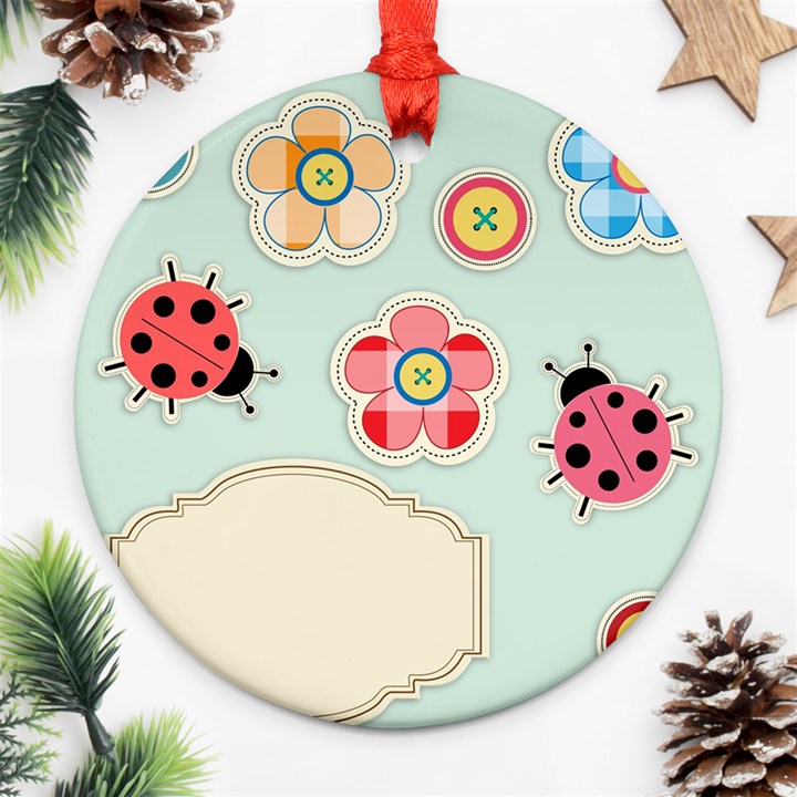 Buttons & Ladybugs Cute Ornament (Round)