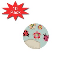 Buttons & Ladybugs Cute 1  Mini Buttons (10 Pack)  by Simbadda