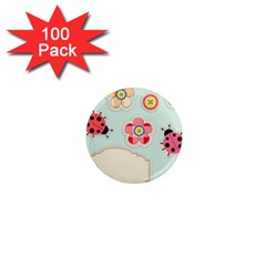 Buttons & Ladybugs Cute 1  Mini Magnets (100 Pack)  by Simbadda