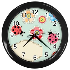 Buttons & Ladybugs Cute Wall Clocks (black) by Simbadda