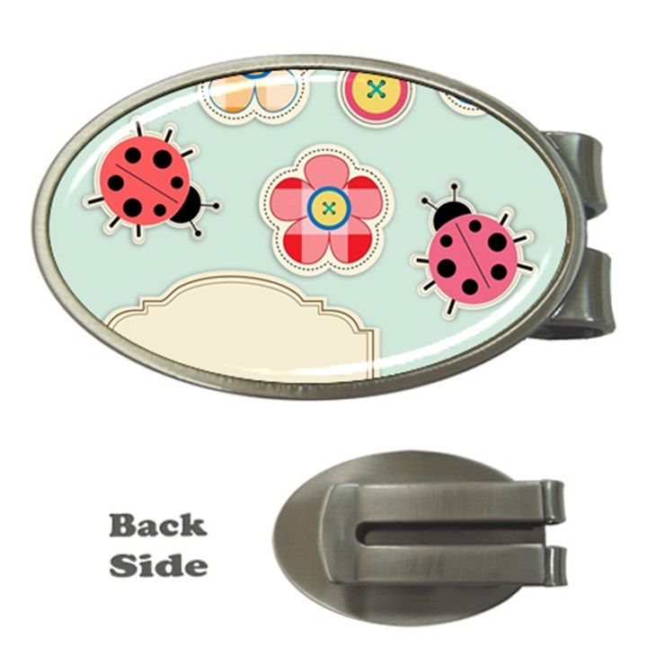 Buttons & Ladybugs Cute Money Clips (Oval) 