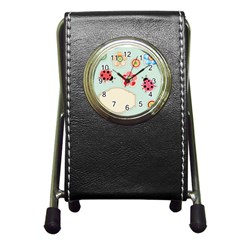 Buttons & Ladybugs Cute Pen Holder Desk Clocks by Simbadda