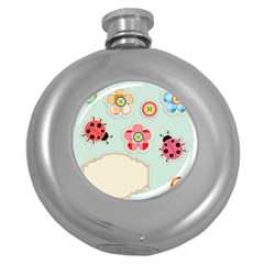 Buttons & Ladybugs Cute Round Hip Flask (5 Oz) by Simbadda