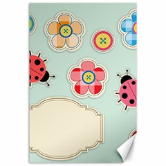 Buttons & Ladybugs Cute Canvas 24  X 36  by Simbadda